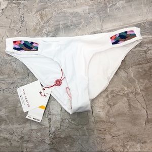Red Carter Braided White Bikini Bottoms small